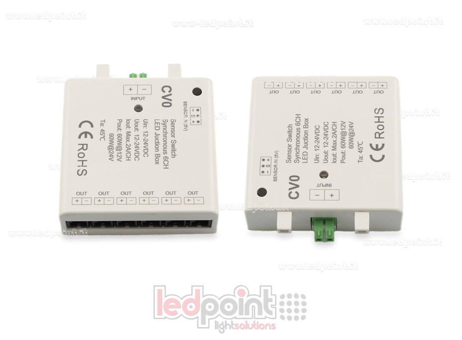 Interfaccia dimmer 6ch 60W 12V-24V con ingresso per sensore Interfaccia dimmer 6ch 60W 12V-24V con ingresso per sensore