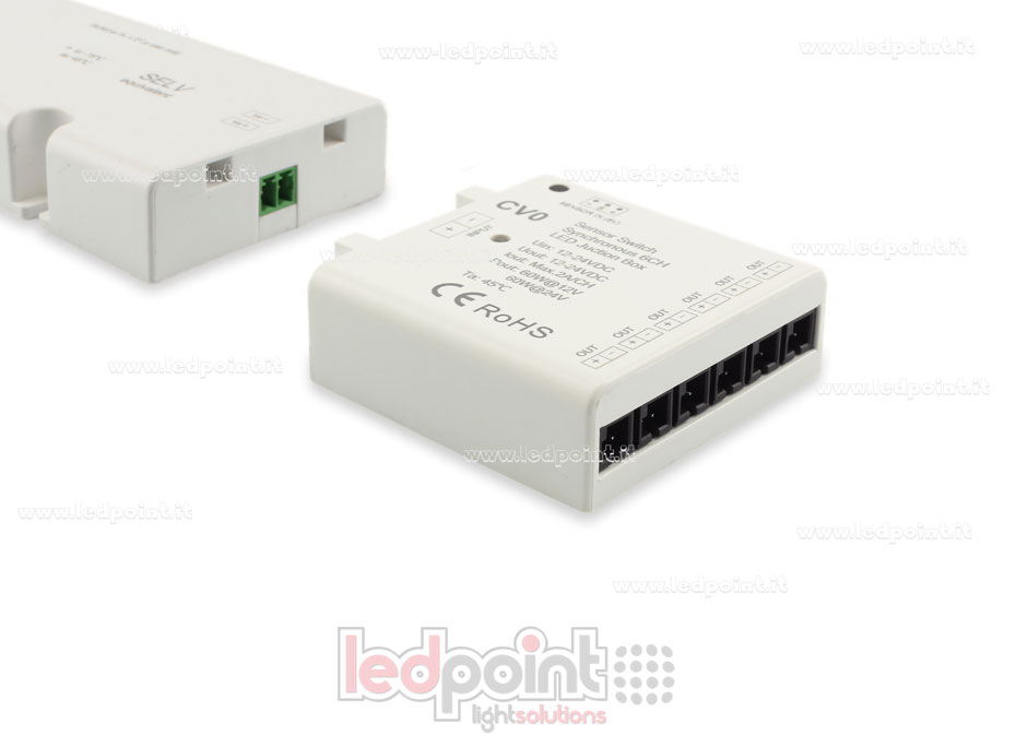 Interfaccia dimmer 6ch 60W 12V-24V con ingresso per sensore Interfaccia dimmer 6ch 60W 12V-24V con ingresso per sensore