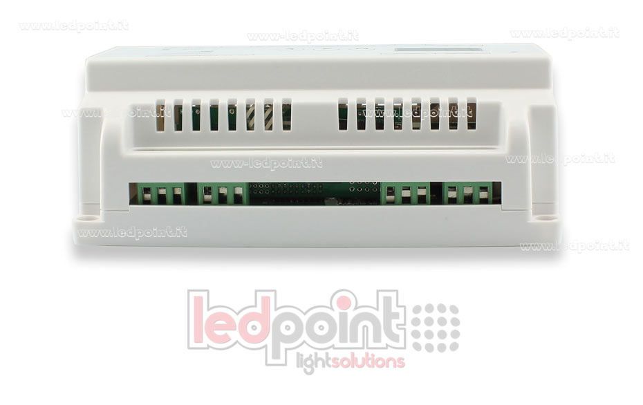 Decoder DMX 512 barra DIN, 12 canali da 5A l'uno, tensione 12-36V DC Decoder DMX 512 barra DIN, 12 canali da 5A l'uno, tensione 12-36V DC