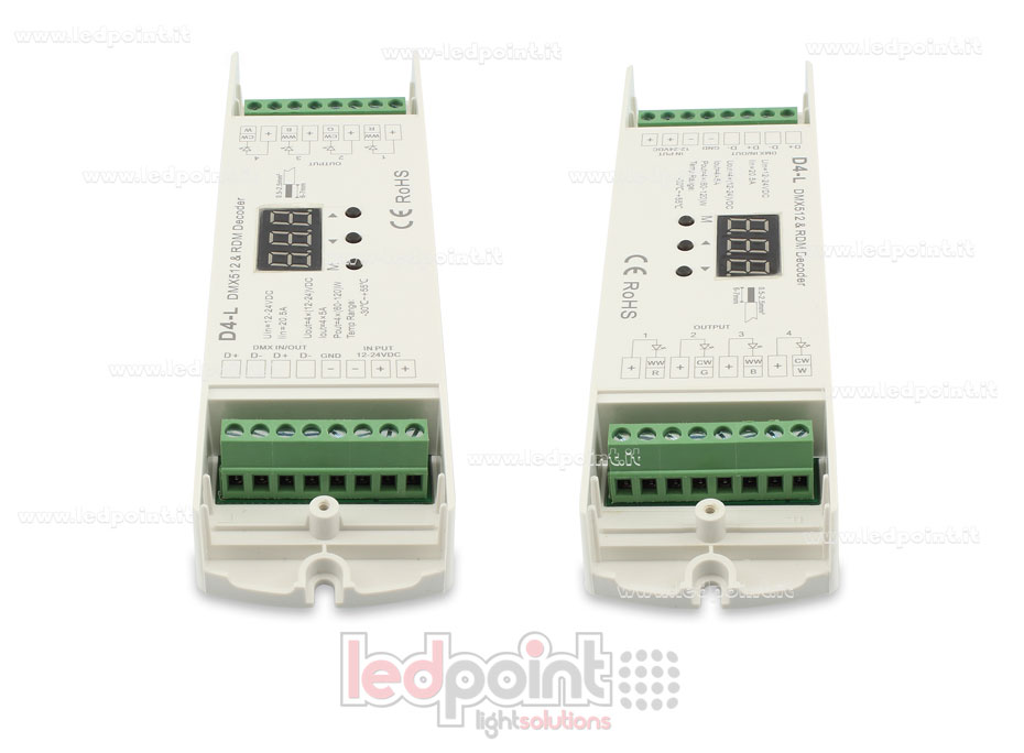 DMX 512 decoder, 4 Kanäle 5A jeder, 12-24V DC Spannung DMX 512 decoder, 4 Kanäle 5A jeder, 12-24V DC Spannung