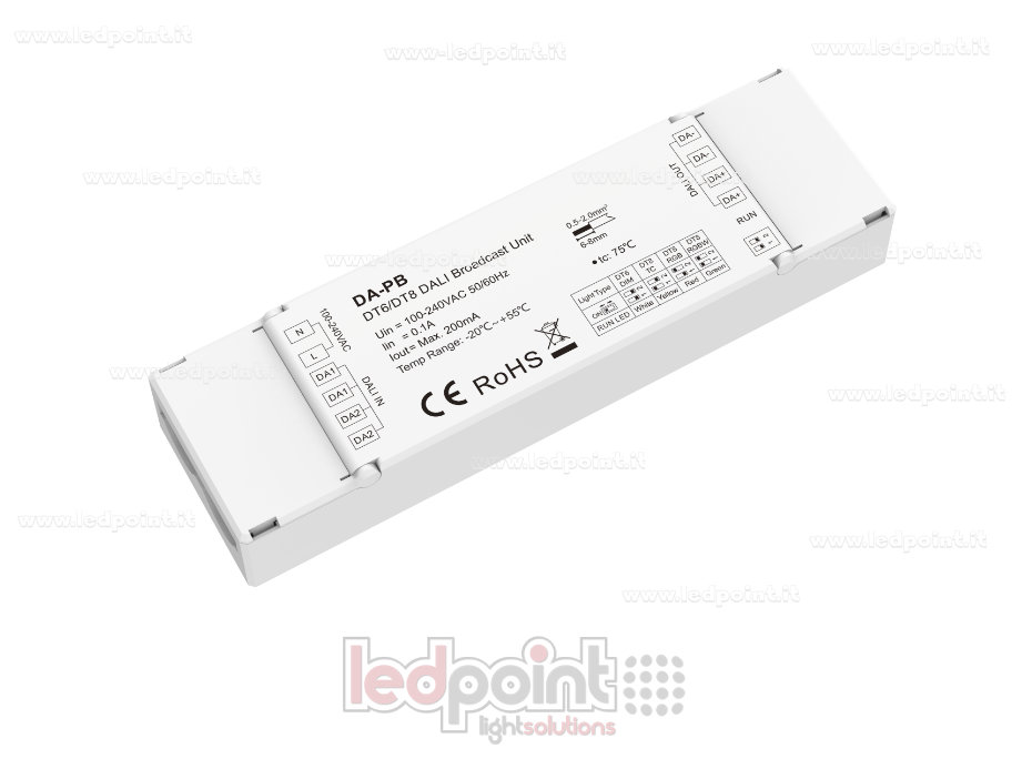 DALI-2 broadcast unit, 100–240VAC, 200mA (DT6/DT8) DALI-2 broadcast unit, 100–240VAC, 200mA (DT6/DT8)