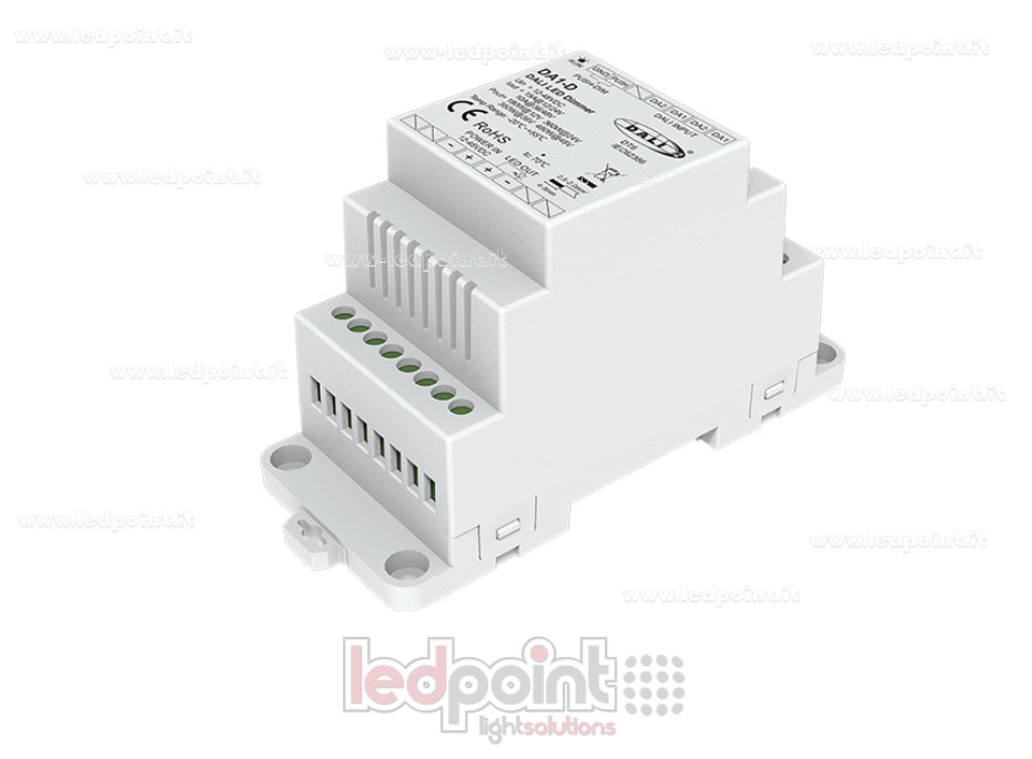 Dimmer DALI-2, barra DIN, monocanale a 15A, 12-48V DC, tensione costante (DT6) Dimmer DALI-2, barra DIN, monocanale a 15A, 12-48V DC, tensione costante (DT6)