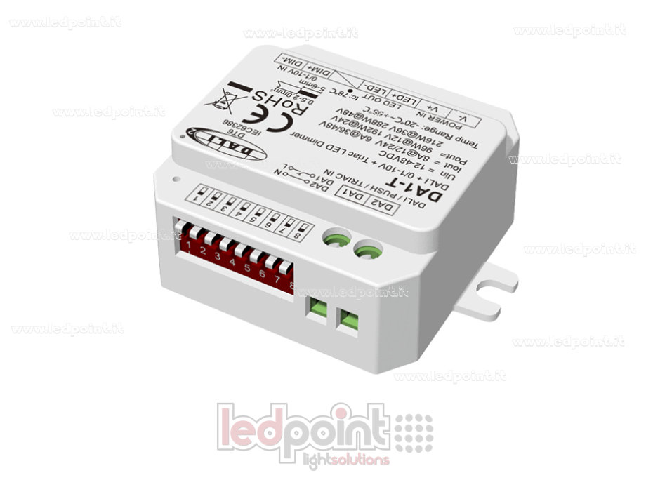 DALI-2 0/1-10V and Triac dimmer, 1 channel, 8A, 12-48V DC, constant voltage
