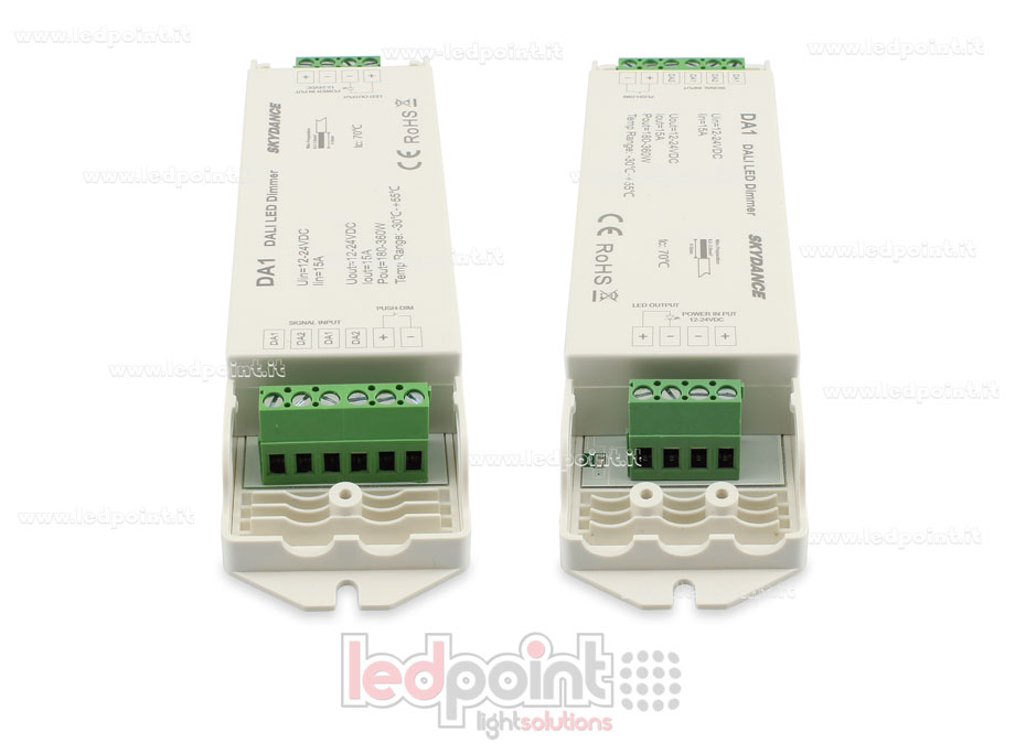 Dimmer DALI-2, 1 canale da 15A, 12-24V DC, tensione costante Dimmer DALI-2, 1 canale da 15A, 12-24V DC, tensione costante