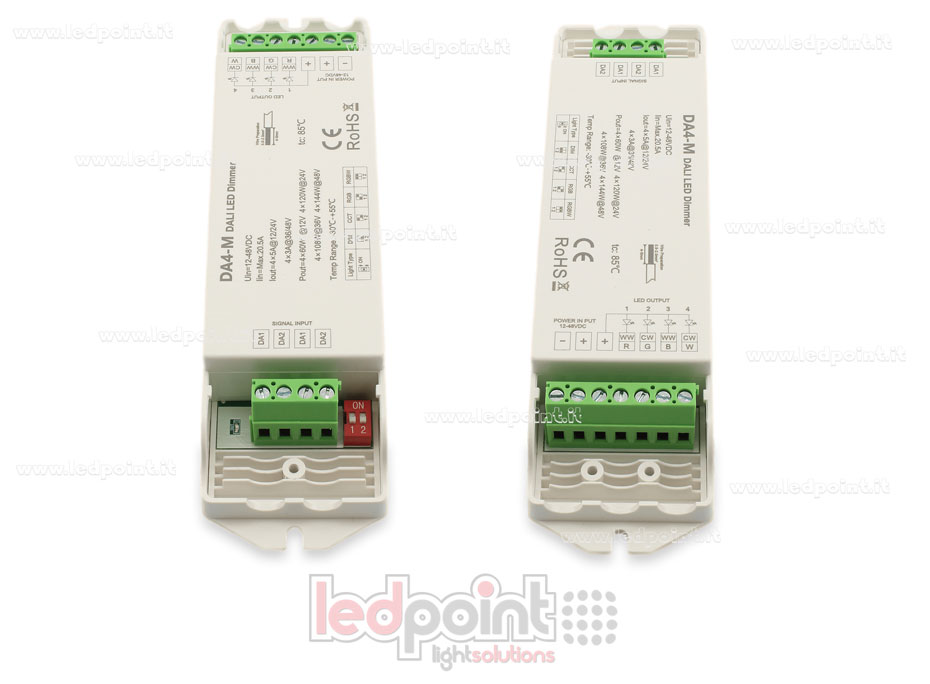 Dimmer DALI-2, 4 canali da 3A/5A, 12-48V DC, tensione costante (DT6/DT8) Dimmer DALI-2, 4 canali da 3A/5A, 12-48V DC, tensione costante (DT6/DT8)