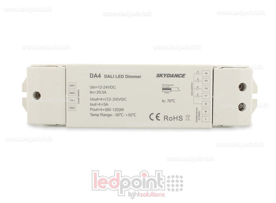 Dimmer DALI-2, 4 canali da 5A 12-24V DC, tensione costante (DT6) Dimmer DALI-2, 4 canali da 5A 12-24V DC, tensione costante (DT6)