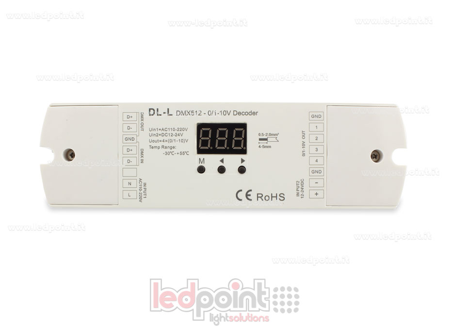0/1-10V DMX 512 decoder, 4 Kanäle 20mA jeder, 12-24 DC Spannung 0/1-10V DMX 512 decoder, 4 Kanäle 20mA jeder, 12-24 DC Spannung
