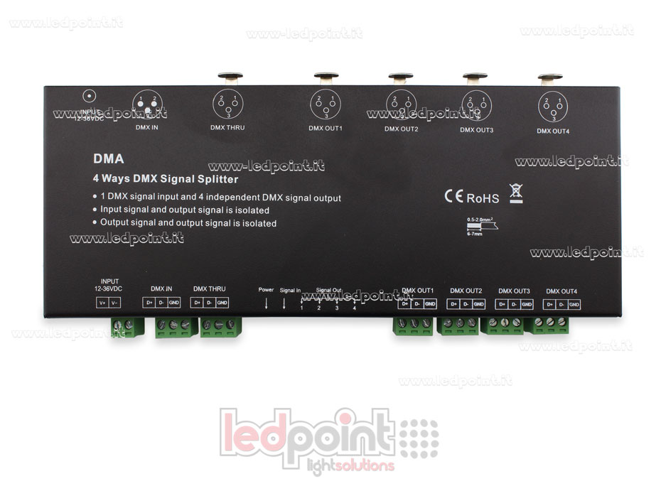 Splitter di segnale DMX a 4 canali Splitter di segnale DMX a 4 canali
