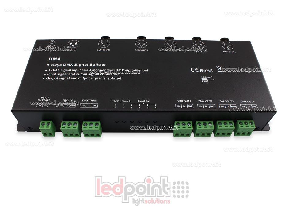 Splitter di segnale DMX a 4 canali Splitter di segnale DMX a 4 canali