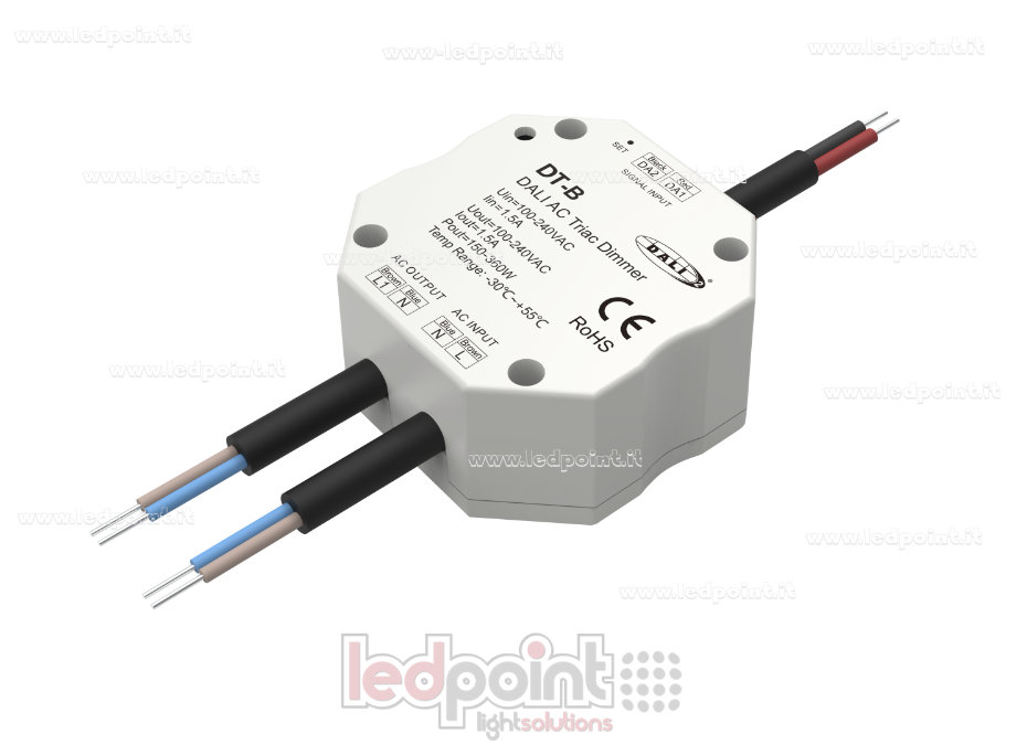 Dimmer DALI e Triac, 1 canale da 1.5A, 100-240VAC (DT4) Dimmer DALI e Triac, 1 canale da 1.5A, 100-240VAC (DT4)