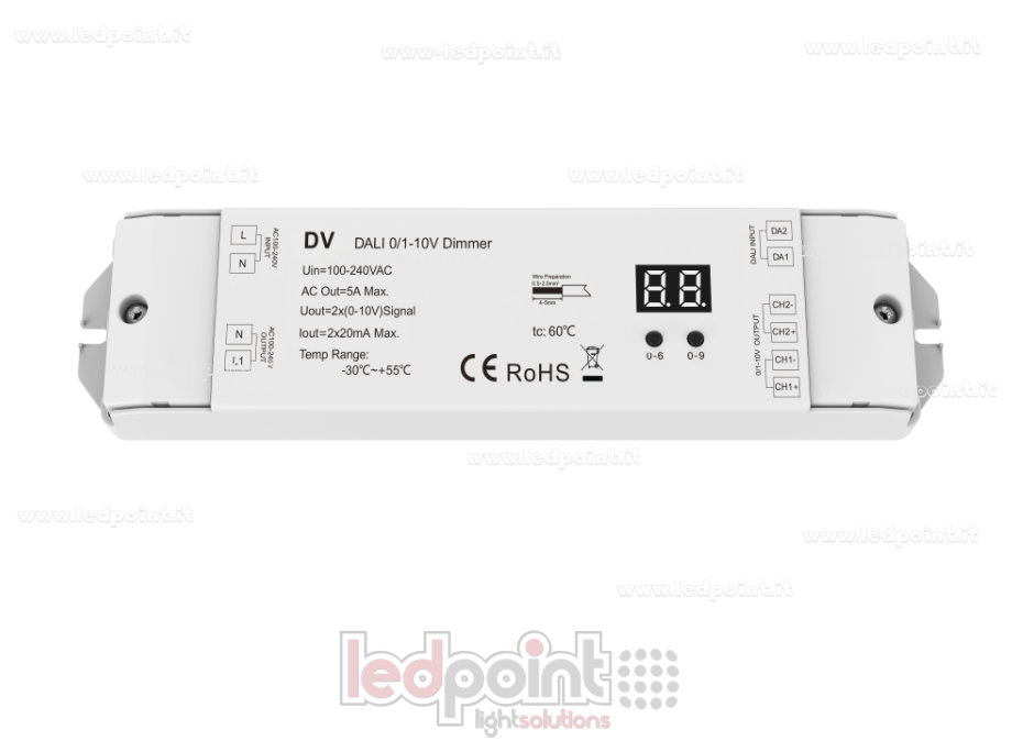 Dimmer DALI, 2ch*20mA, 0/1-10V, 100-240V (DT5) Dimmer DALI, 2ch*20mA, 0/1-10V, 100-240V (DT5)