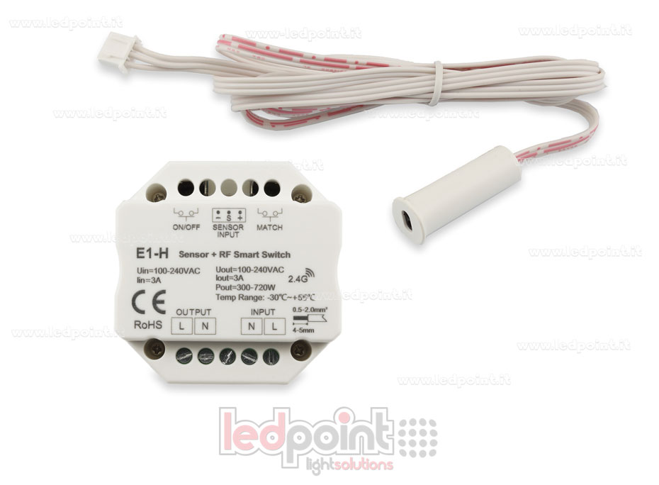 Monochromatischer Ein-/Aus-Dimmersensor für 100-240VAC, 1 Kanal x 3A
