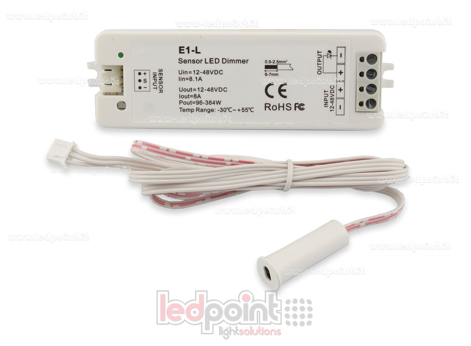 Monochromatischer Ein-/Aus-Dimmersensor für 12/48-V-Türen, 1 Kanal x 8 A Monochromatischer Ein-/Aus-Dimmersensor für 12/48-V-Türen, 1 Kanal x 8 A