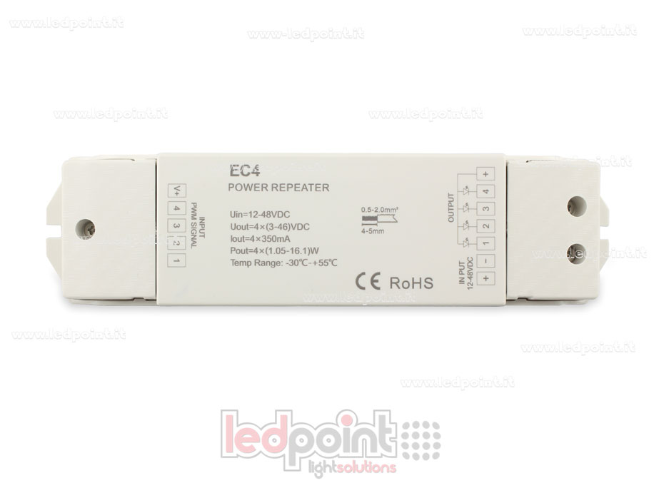 Amplificatore RGBW 4 canali a corrente costante da 350mA Amplificatore RGBW 4 canali a corrente costante da 350mA