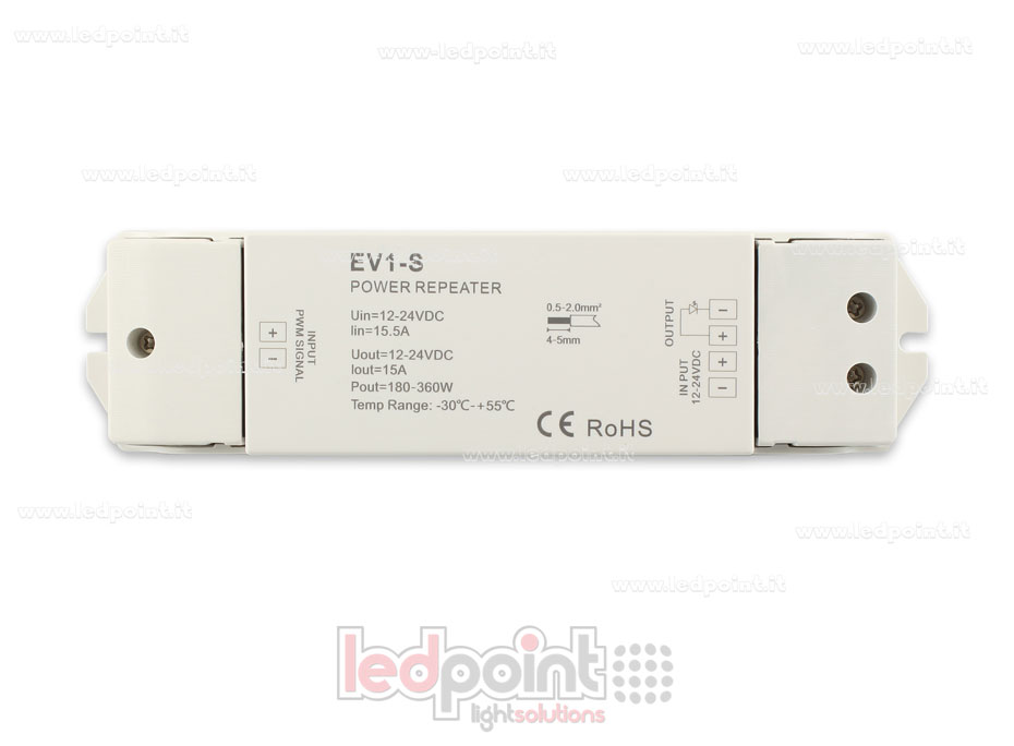 Amplificatore monocromatico 15A 1 canale 12-24V Amplificatore monocromatico 15A 1 canale 12-24V
