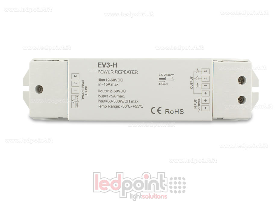 Amplificatore RGB 15A (3 canali da 5A) 12-60V Amplificatore RGB 15A (3 canali da 5A) 12-60V