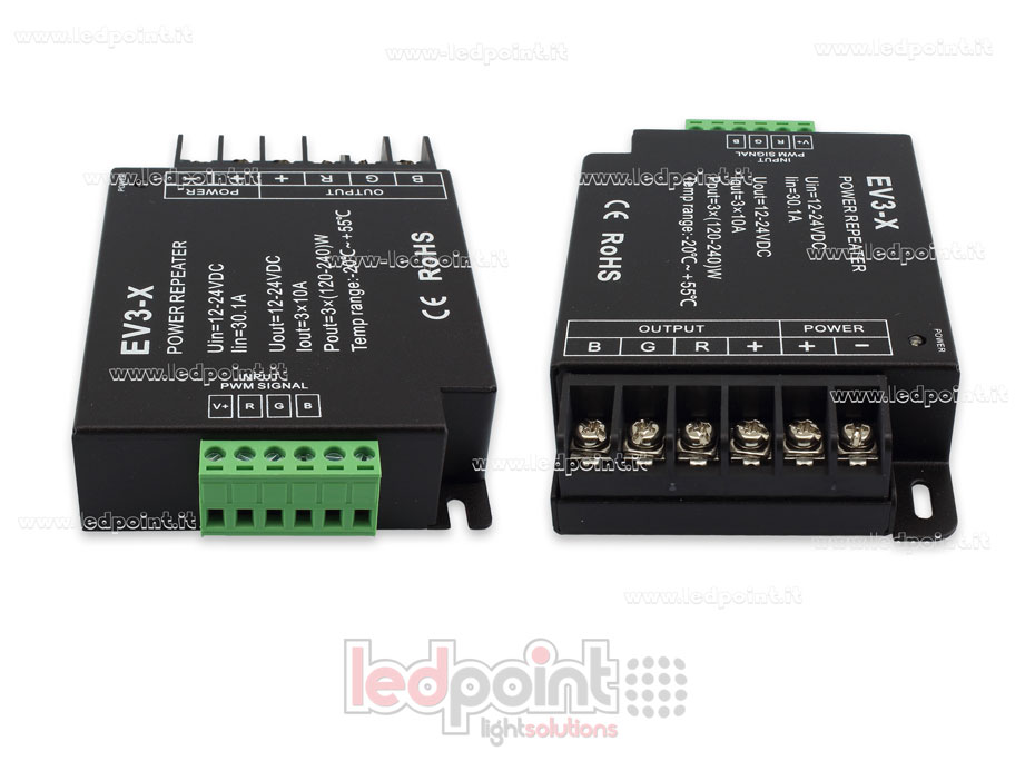 Amplificatore RGB 30A (3 canali da 10A) 12-36V Amplificatore RGB 30A (3 canali da 10A) 12-36V