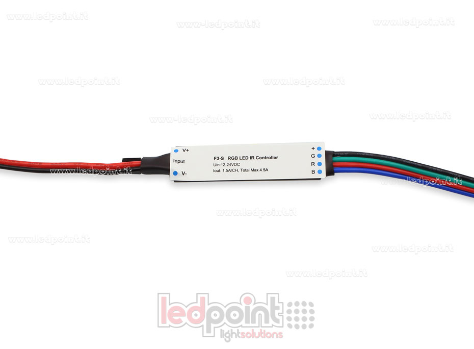 Mini IR RGB Einzelfarbdimmer Empfänger mit Fernbedienung 12/24V, 3ch 1,5A/CH Mini IR RGB Einzelfarbdimmer Empfänger mit Fernbedienung 12/24V, 3ch 1,5A/CH