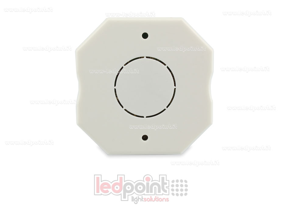 Controller monocromatico 100-240VAC, non dimmerabile, 1.5A, pulsante on/off, RF 2.4G, per scatola di derivazione a muro Controller monocromatico 100-240VAC, non dimmerabile, 1.5A, pulsante on/off, RF 2.4G, per scatola di derivazione a muro