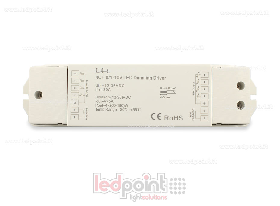 0/1-10V monochromatischer Dimmer und Push Dim, 4 Ausgangskanäle 0/1-10V monochromatischer Dimmer und Push Dim, 4 Ausgangskanäle