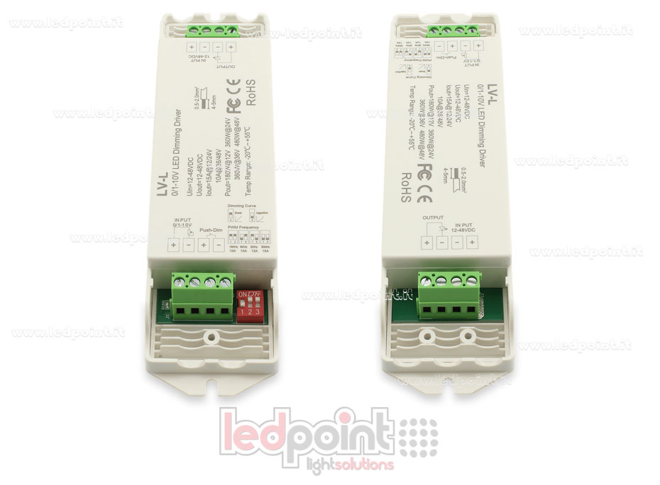 Dimmer 0/1-10V, tensione costante 12/48V, 1ch*15A, push dim Dimmer 0/1-10V, tensione costante 12/48V, 1ch*15A, push dim