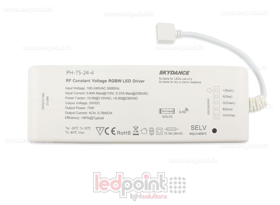 Power supply 75W 24V, 4 channels, RF Wireless SkyDance Power supply 75W 24V, 4 channels, RF Wireless SkyDance