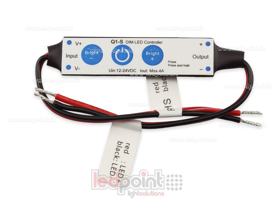 Single colour mini dimmer receiver 12/24V, 1ch 4A/CH 3 keys no RF Single colour mini dimmer receiver 12/24V, 1ch 4A/CH 3 keys no RF