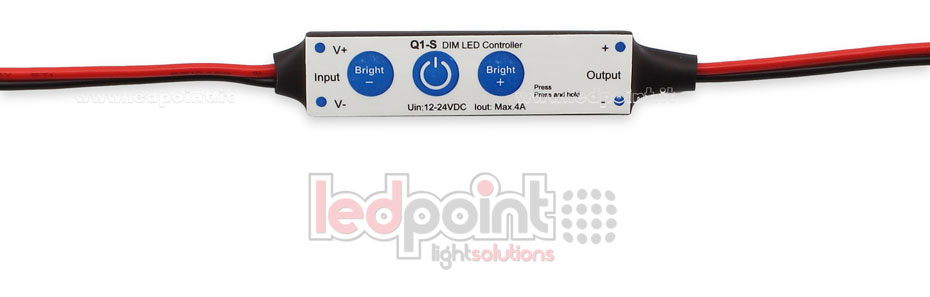 Single colour mini dimmer receiver 12/24V, 1ch 4A/CH 3 keys no RF Single colour mini dimmer receiver 12/24V, 1ch 4A/CH 3 keys no RF