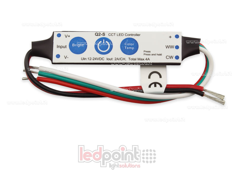 CCT mini dimmer receiver 12/24V, 2ch 2A/CH 3 keys no RF CCT mini dimmer receiver 12/24V, 2ch 2A/CH 3 keys no RF