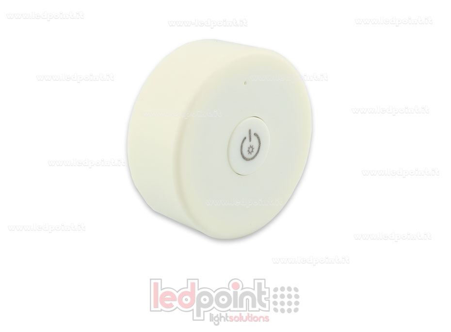 Telecomando portatile monocromatico, bianco, RF 2.4G, con magnete sul retro e fori per fissaggio a muro Telecomando portatile monocromatico, bianco, RF 2.4G, con magnete sul retro e fori per fissaggio a muro