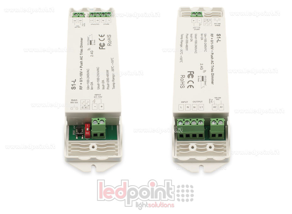 Controller monocromatico triac 100/230V, RF 2.4G, 0/1-10V, Push AC Controller monocromatico triac 100/230V, RF 2.4G, 0/1-10V, Push AC