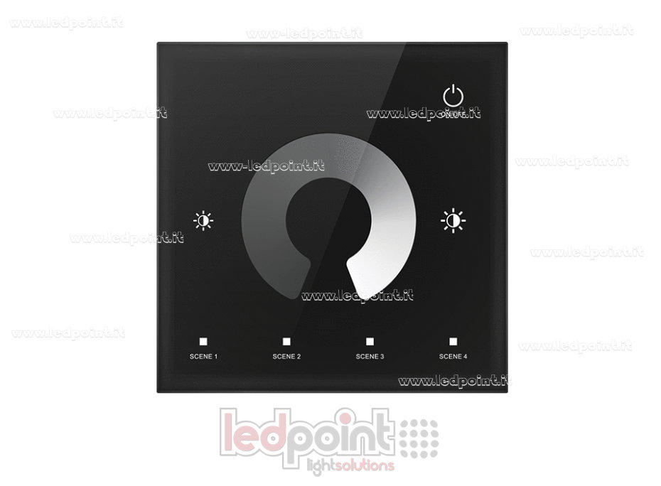 Controller e telecomando da parete nero monocromatico touch 4CH*3A 12-24VDC RF2.4G Controller e telecomando da parete nero monocromatico touch 4CH*3A 12-24VDC RF2.4G