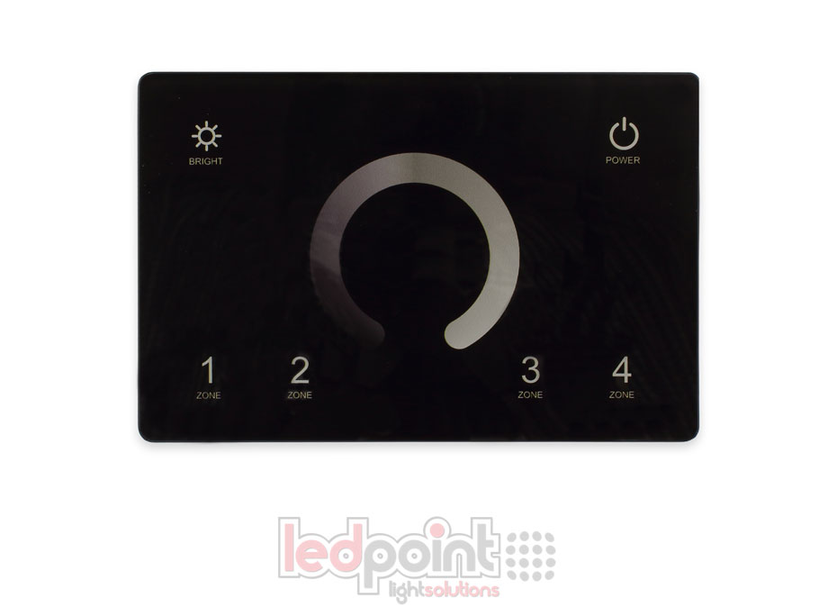 Master DMX e telecomando monocromatico RF da parete, nero, 4 zone, 120x80mm per scatola 503