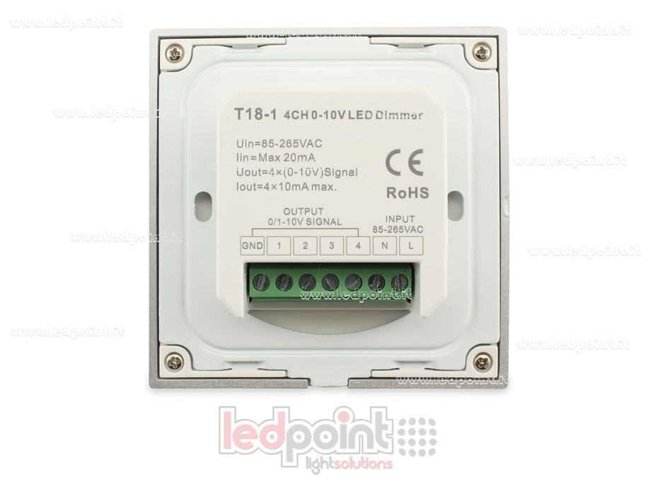 Telecomando da parete dimmer 0-10V 4 zone RF2.4G Telecomando da parete dimmer 0-10V 4 zone RF2.4G