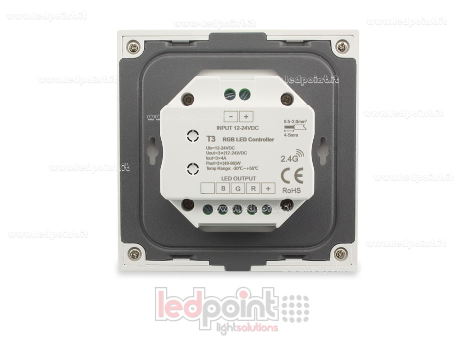 Controller e telecomando RF da parete RGB 12-24V, 86*86mm Controller e telecomando RF da parete RGB 12-24V, 86*86mm