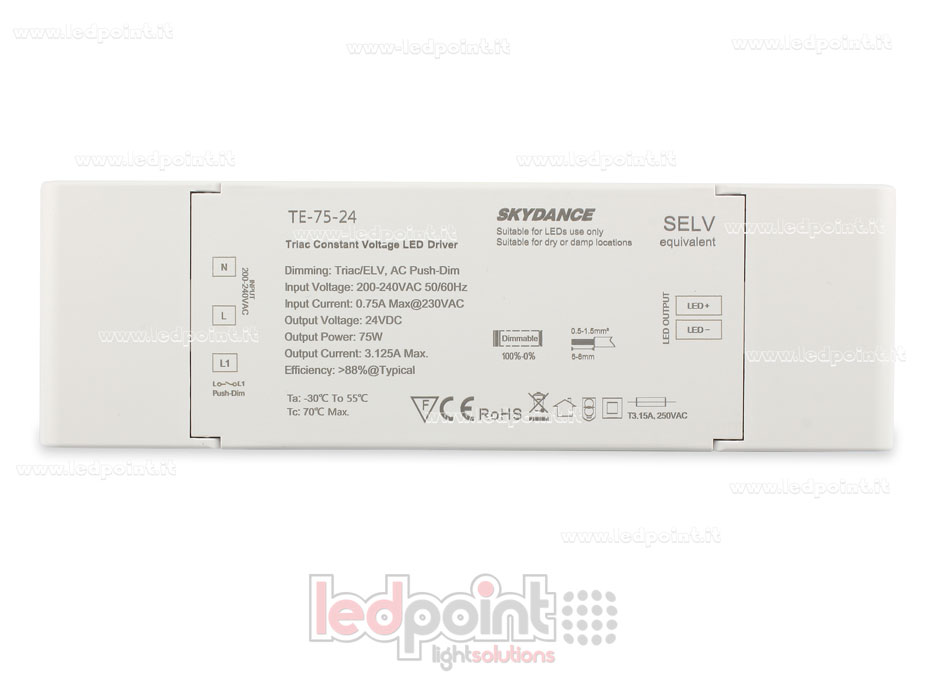 Alimentatore 75W 24V CV Triac AC Push-Dim SkyDance