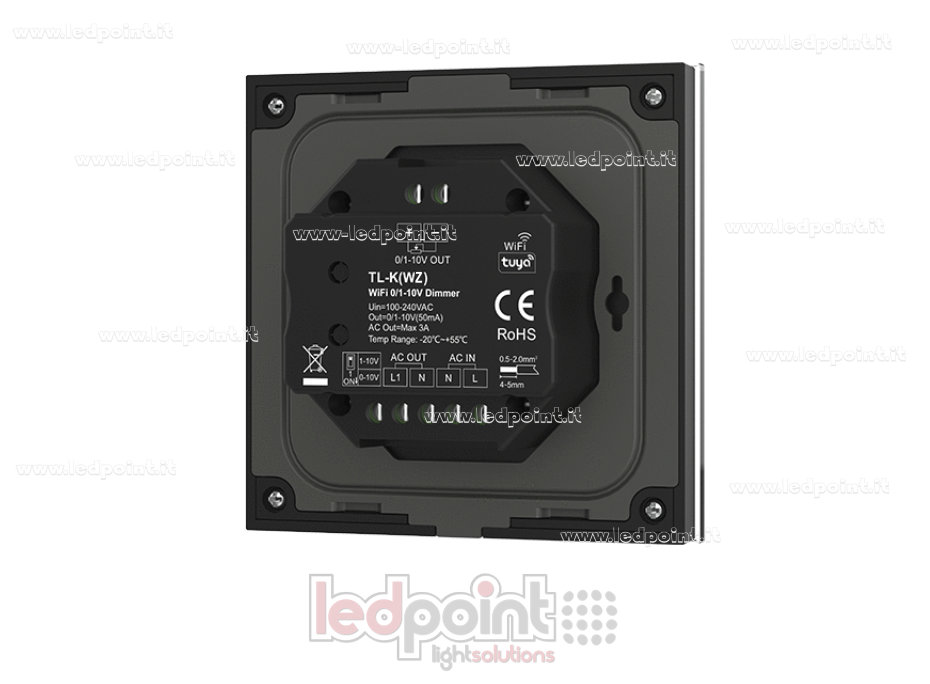 Pannello di controllo a muro, Zigbee 1CH-50mA, 100-240VAC + 0/1-10V dimmer, nero