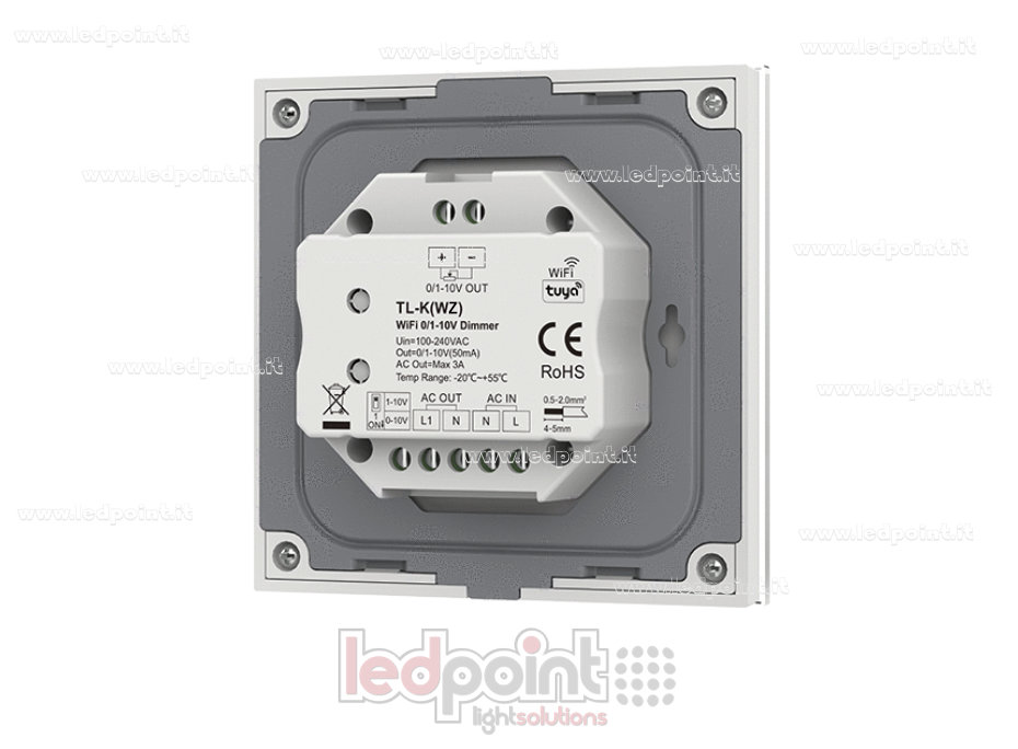 Pannello di controllo a muro, Zigbee 1CH-50mA, 100-240VAC + 0/1-10V dimmer, bianco 