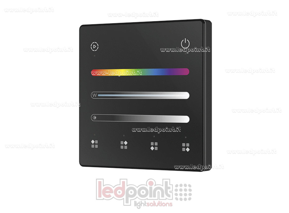 Telecomando da parete RGB/RGBW a batteria, nero, 4 zone RF2.4G Telecomando da parete RGB/RGBW a batteria, nero, 4 zone RF2.4G