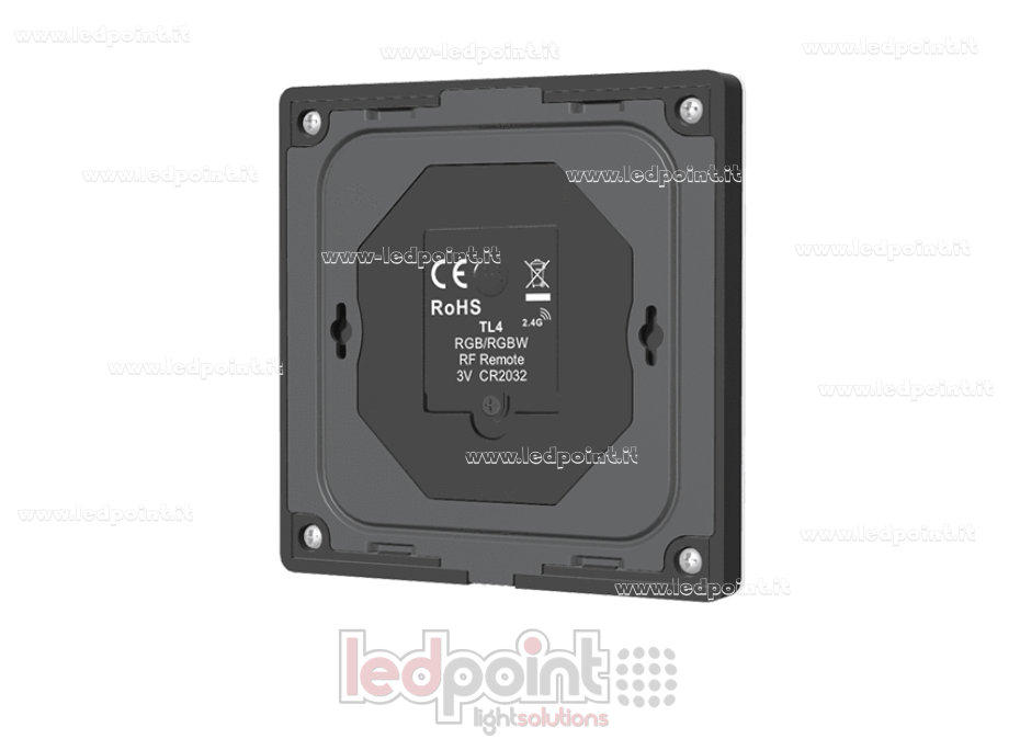 Telecomando da parete RGB/RGBW a batteria, nero, 4 zone RF2.4G Telecomando da parete RGB/RGBW a batteria, nero, 4 zone RF2.4G