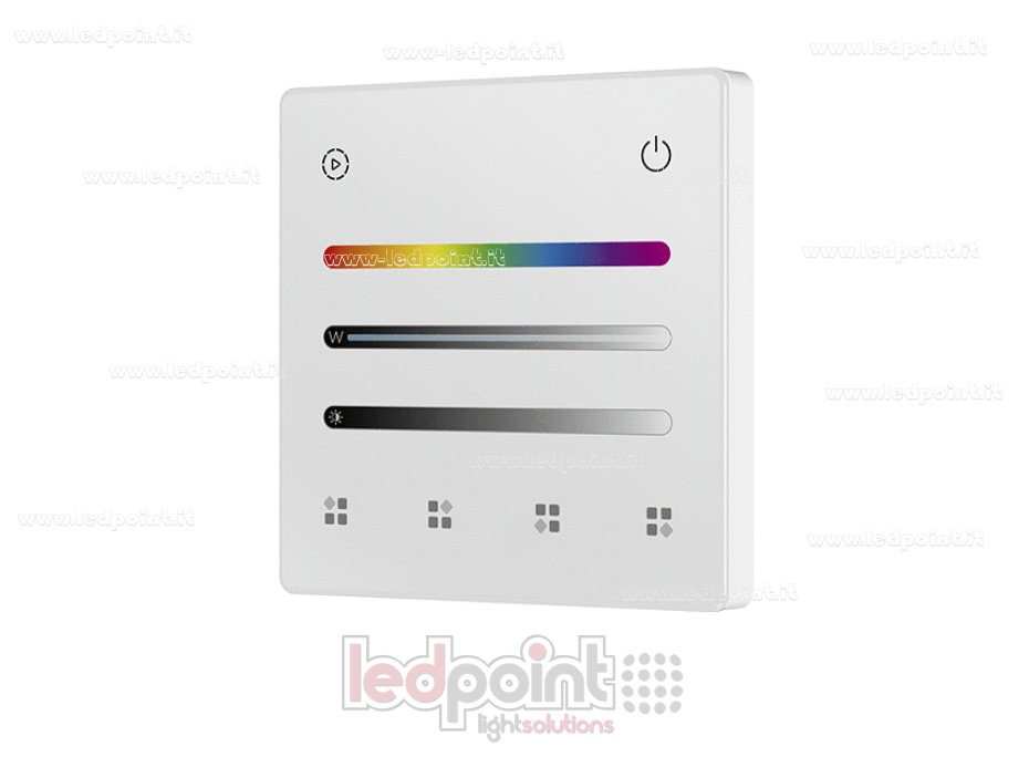 Battery-powered RGB/RGBW wall-mounted remote control, white, 4 zones, 2.4 GHz RF Battery-powered RGB/RGBW wall-mounted remote control, white, 4 zones, 2.4 GHz RF