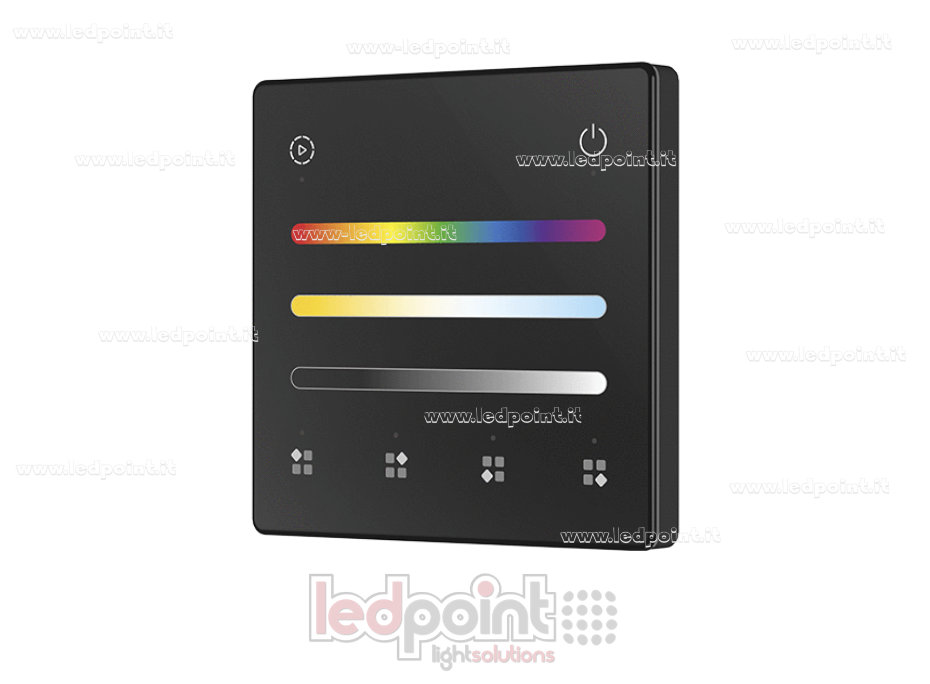 Telecomando da parete RGB + CCT a batteria, nero, 4 zone RF2.4G Telecomando da parete RGB + CCT a batteria, nero, 4 zone RF2.4G