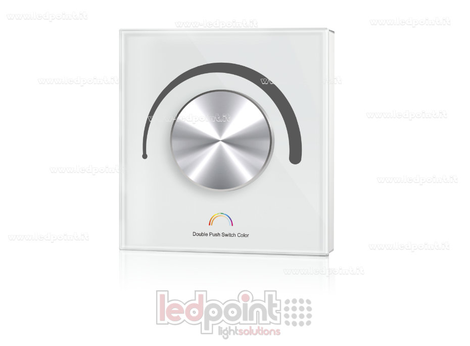 WiFi & RF Wand-Fernbedienung, 12-48VDC, 3 Kanäle x 4A, 86x86mm, 1 Zone mit Drehrad, Weiß