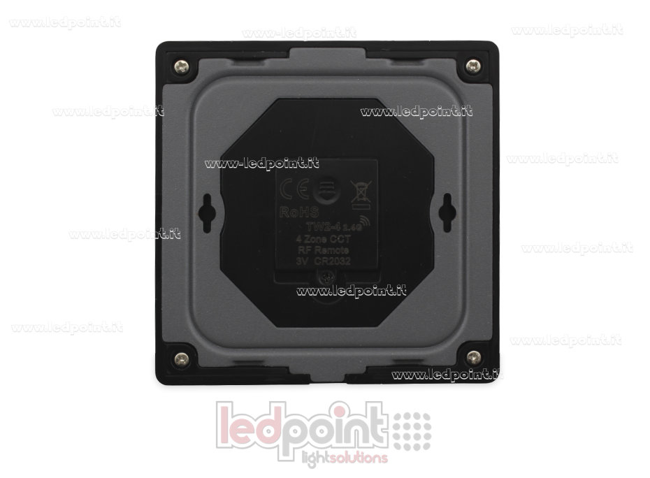 Telecomando da parete slim CCT, a batteria, nero, 4 zone RF2.4G Telecomando da parete slim CCT, a batteria, nero, 4 zone RF2.4G