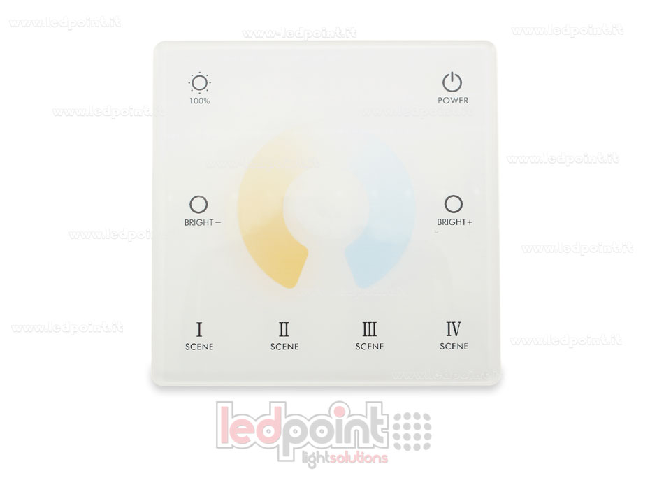 Telecomando da parete slim CCT, a batteria, bianco, monozona RF2.4G Telecomando da parete slim CCT, a batteria, bianco, monozona RF2.4G