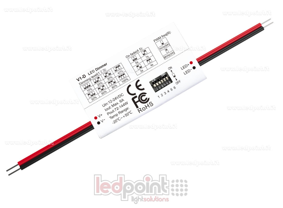 Mini Controller 12-24V, 1ch 6A (senza RF) Mini Controller 12-24V, 1ch 6A (senza RF)
