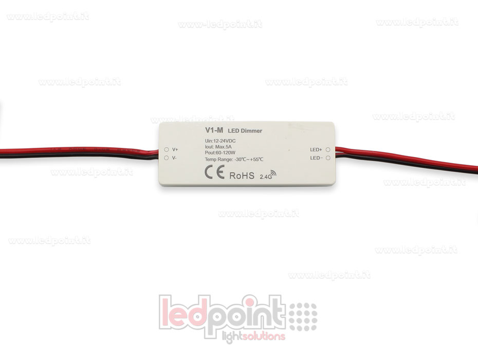Mini single colour dimmer receiver 12/24V, 1ch 5A/CH Mini single colour dimmer receiver 12/24V, 1ch 5A/CH