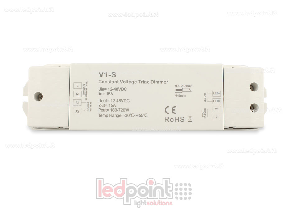 Einfarbiges Empfängerdimmer mit Knopf/Triac 12/48V, 1ch*15A Einfarbiges Empfängerdimmer mit Knopf/Triac 12/48V, 1ch*15A
