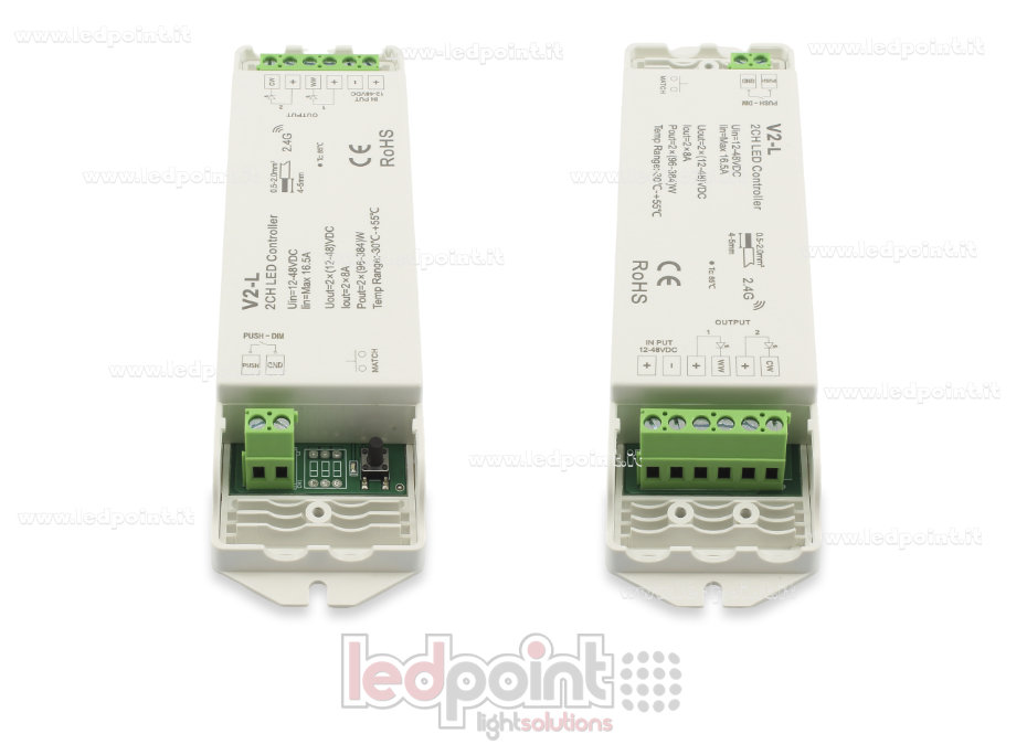 Ricevitore controller CCT 12-48V, 2ch*8A, RF 2.4G Ricevitore controller CCT 12-48V, 2ch*8A, RF 2.4G
