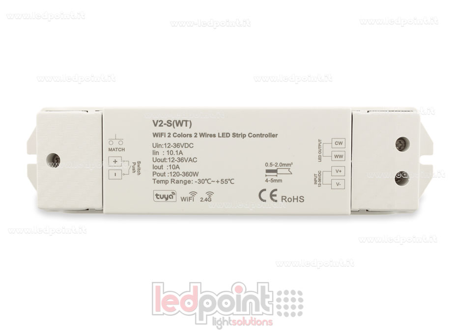 Ricevitore controller per CCT 2 fili 12-36V, 1ch*10A, RF 2.4G